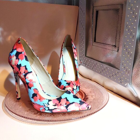 ASOS Fashion Frenzy Glam Party Floral Print High Heel Stilettos Women's Size 9.5 - Picture 5 of 5